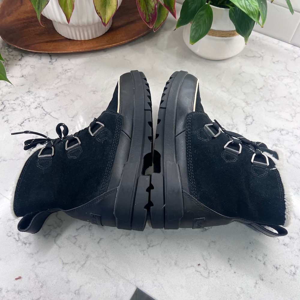 Sorel Explorer II Joan Waterproof Winter Boots Black Suede Faux Fur Womens 10 - Picture 7 of 9